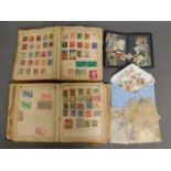 Two vintage child's stamp albums & other stamps