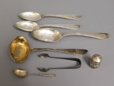 A Swedish gilt lined silver ladle twinned with thr