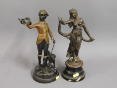 Two bronze style figures, 12in tall