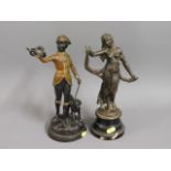 Two bronze style figures, 12in tall