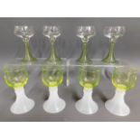 Eight 1920's art deco hollow stemmed goblets inclu