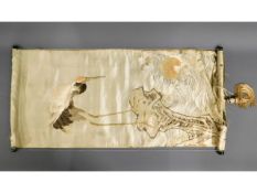 A c.1900 Chinese silk picture of stork, 38in long,