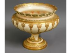 An antique Royal Worcester blush ivory footed bowl