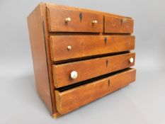 A 19thC. apprentice piece chest of drawers, 12in w