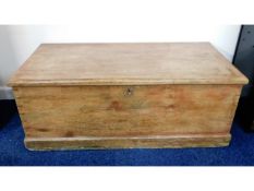 A Victorian pine trunk, lid detached, 42in wide x