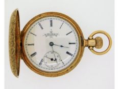 An antique American 14ct gold ladies Elgin full hunter pocket watch with organically decorative case