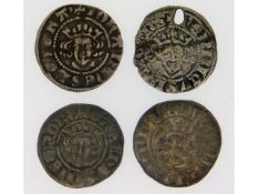 Four medieval silver coins, John the Blind (Luxemb