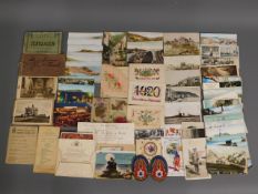 A collection of mixed postcards & ephemera includi