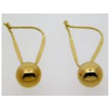 A pair of 9ct gold drop stud earrings, 18mm drop,