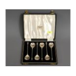 A cased set of 1964 London silver seal spoons by W