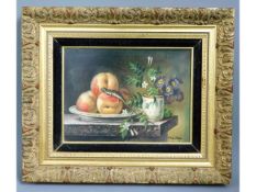 A framed oil on panel still life by W. J. Kleijn,