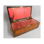 A 19thC. brass inlaid writing slope with side draw
