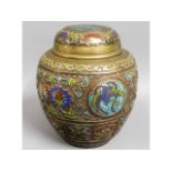 A 20thC. Oriental bronze cloisonné enamelled ginge