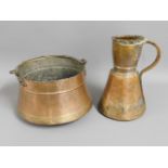 A c.1820 Persian copper jug 12.5in tall twinned wi