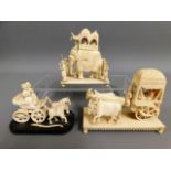 Three 19th & early 20thC. Singhalese carved ivory