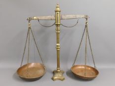 A set of 19thC. brass scales, indistinctly signed,