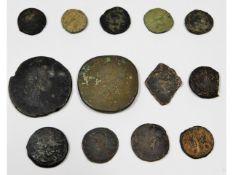 A quantity of 13 Roman coins, condition poor