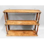 An antique, three tier mahogany shelf unit, 26in w