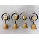Four brass room servant call bells, approx. 8.25in
