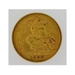 A 22ct gold 1905 half sovereign, 3.9g