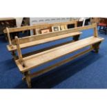 A pair of 19thC. reversible church pews, 96.25in l