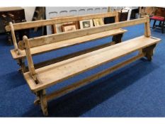 A pair of 19thC. reversible church pews, 96.25in l