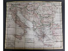 A WW2 military issued silk style map of Europe sho
