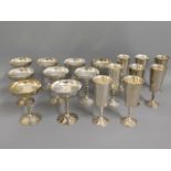 A quantity of mixed silver plated goblets & flutes