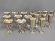 A quantity of mixed silver plated goblets & flutes