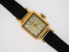 A ladies 18ct gold cased Movado wrist watch, not r