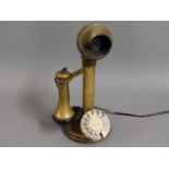 A British Telecom brass candlestick phone no.08150
