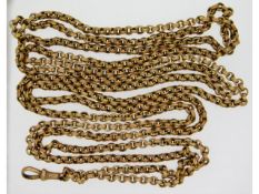 A Victorian 9ct gold ladies muff chain, some fault