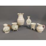 Six pieces of Belleek Irish porcelain, tallest vas
