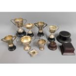 A quantity of silver plated trophies & mixed stand