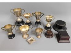 A quantity of silver plated trophies & mixed stand