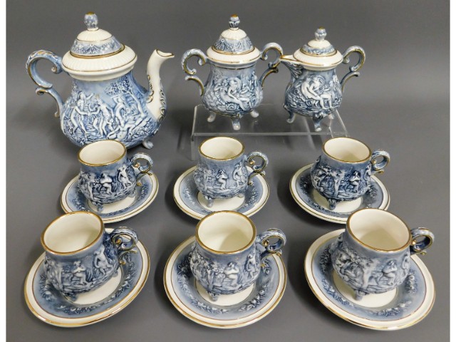 A 15 piece Capodimonte demitasse coffee set with f