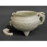 An 18th/19thC. Chinese jade censer, one handle a/f