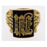 A Victorian onyx & diamond mourning ring, electron