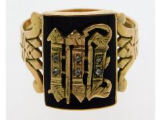 A Victorian onyx & diamond mourning ring, electron