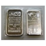 Two one ounce fine silver ingots, sealed