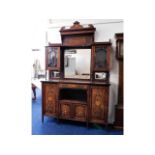 An impressive, antique rosewood etagere cabinet, 9