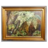 A gilt framed oil on panel of fern by Charles Summ