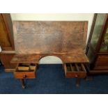 A pitch pine draughtsman's table, 42.5in wide x 25