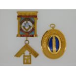 A 9ct gold & enamelled masonic medal 32.3g inclusi