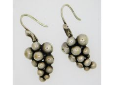 A pair of silver Georg Jensen grape earrings, 28mm