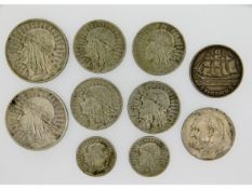 A small selection of Polish white metal 1930's coi