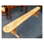 An antique elm bench, 81in wide x 15in deep x 19.2