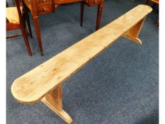 An antique elm bench, 81in wide x 15in deep x 19.2