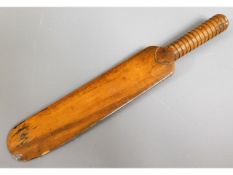 A 19thC. yew wood cricket bat letter opener, 9in l