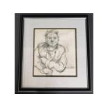 A framed Robert Lenkiewicz pencil sketch of man, i